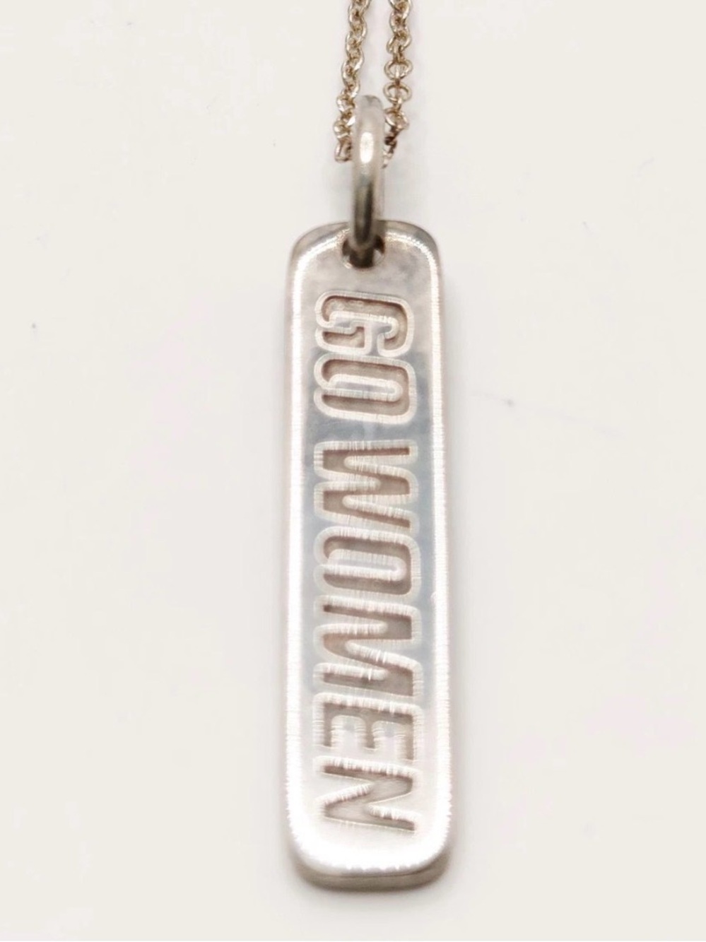 Tiffany & Co. Silver 'GO WOMEN' Vertical Bar Necklace